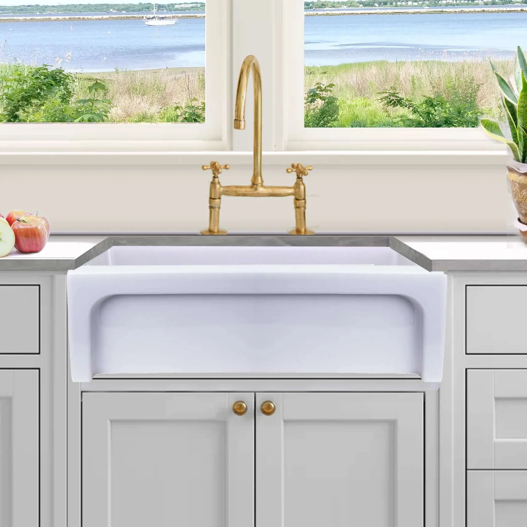 Nantucket Sinks Cape 30" Fireclay Farmhouse Sink, White, WH3018FCL