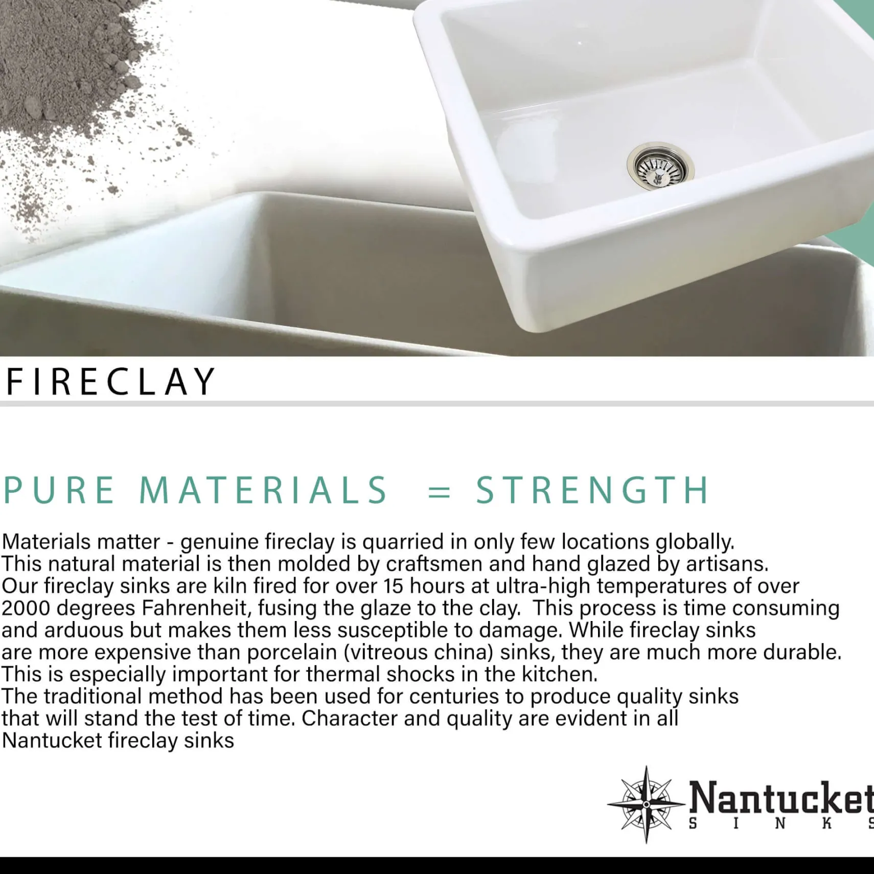 Nantucket Sinks Cape 30" Fireclay Farmhouse Sink, White, WH3018FCL