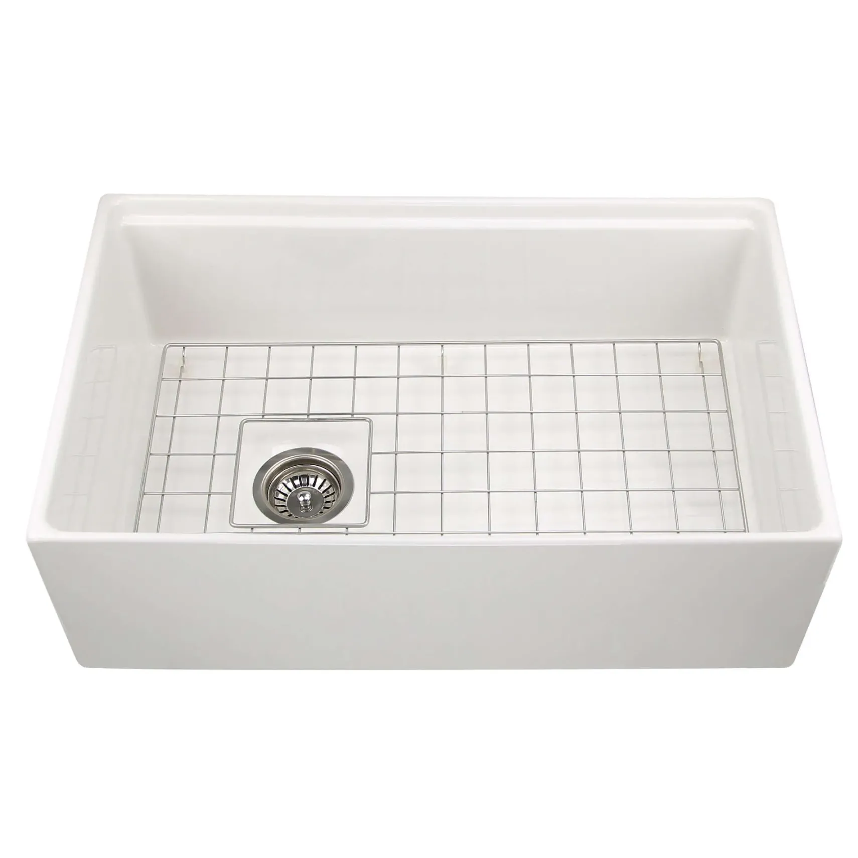 Nantucket Sinks Cape 30" Fireclay Workstation Farmhouse Sink with Accessories, White, T-PS30W