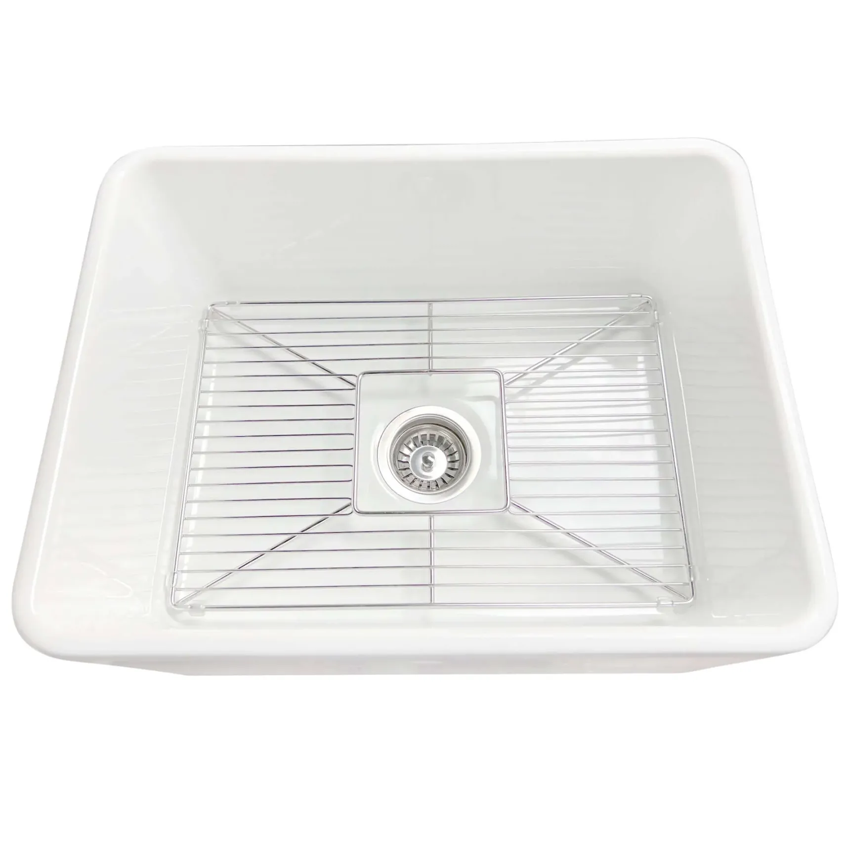 Nantucket Sinks Cape 23" Fireclay Farmhouse Sink with Accessories, White, P-FCS23