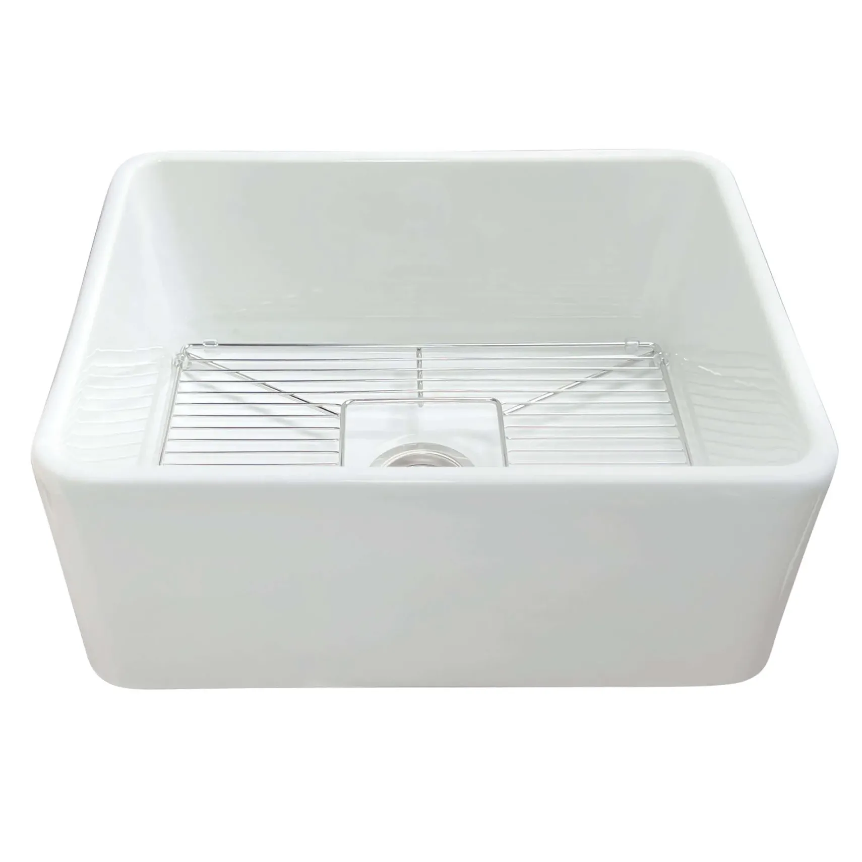 Nantucket Sinks Cape 23" Fireclay Farmhouse Sink with Accessories, White, P-FCS23