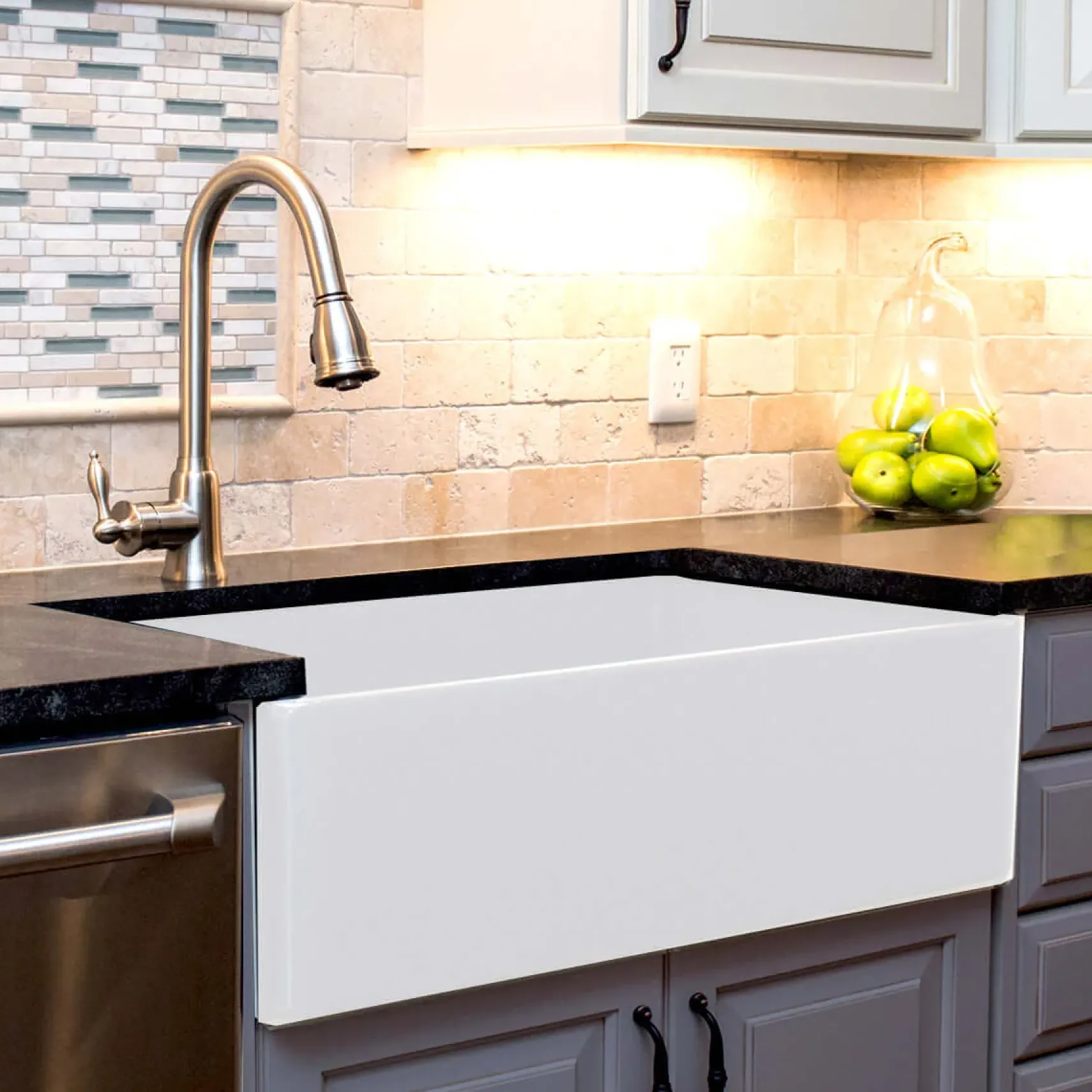 Nantucket Sinks Cape 36" Fireclay Farmhouse Sink, White, T-FCFS36