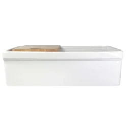 Nantucket Sinks Cape 30" Fireclay Workstation Farmhouse Sink, White, Dennis30SG