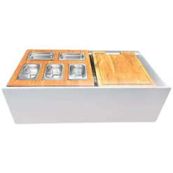 Nantucket Sinks Cape 33" Fireclay Farmhouse Sink with Accessories, White, HZ-TPS33W-ST1