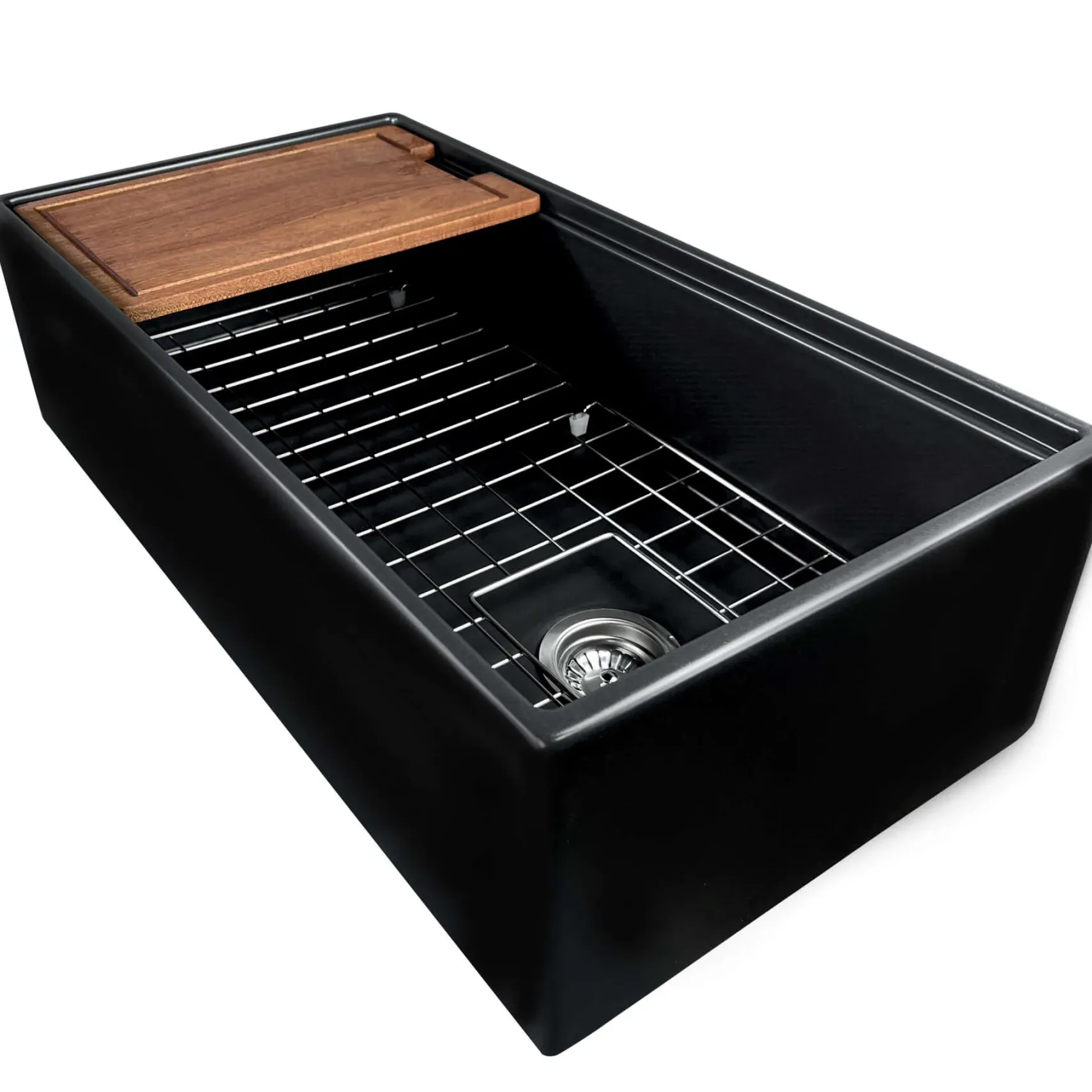 Nantucket Sinks Cape 36" Fireclay Workstation Farmhouse Sink with Accessories, Matte Black, T-PS36MB