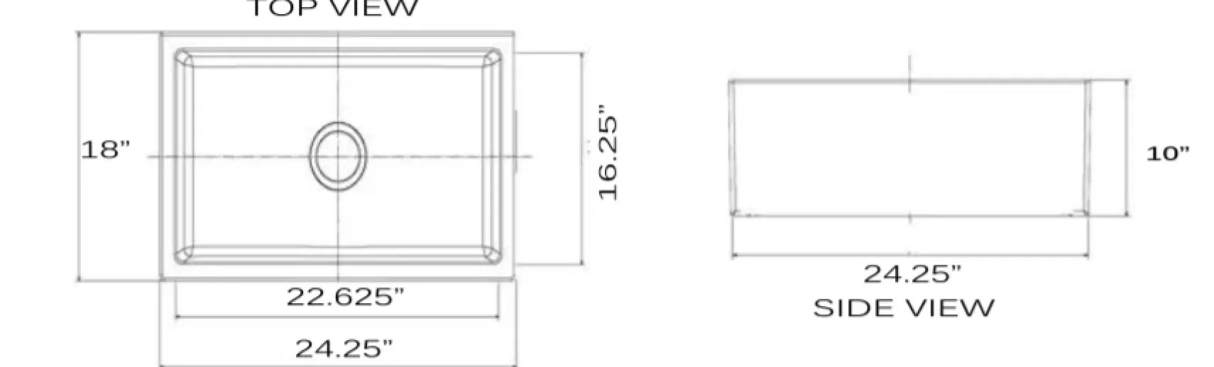 Nantucket Sinks Cape 24" Fireclay Farmhouse Sink, White, T-FCFS24