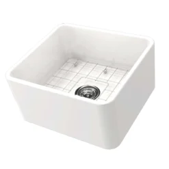 Nantucket Sinks Cape 20" Fireclay Farmhouse Sink, White, T-FCFS20