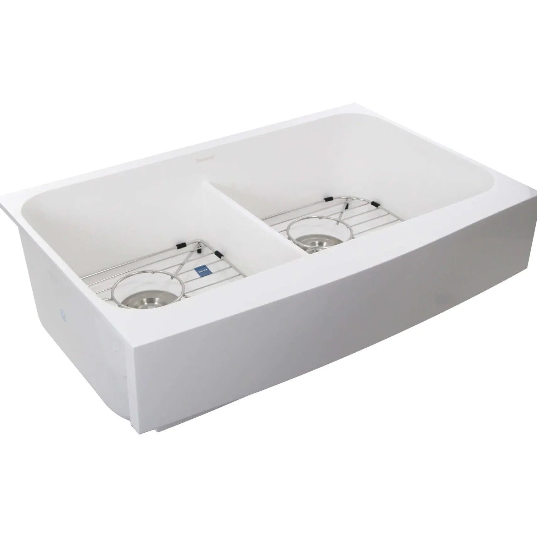 Nantucket Sinks Glacierstone 31" Retrofit Double Bowl Farmhouse Sink, White, NS-GSEZA32D