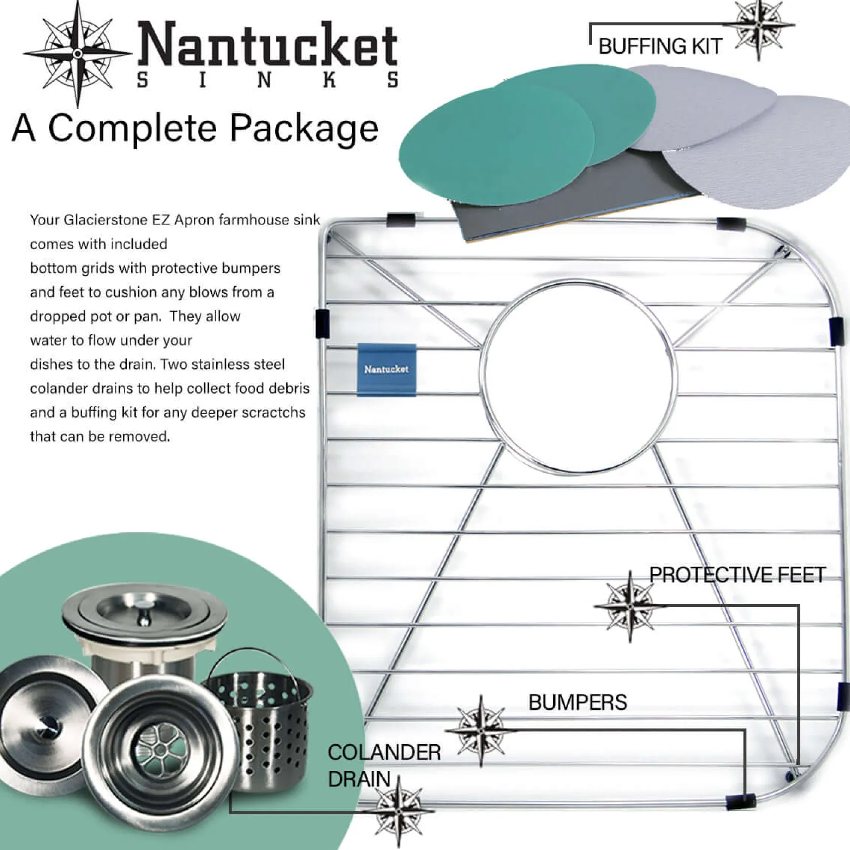 Nantucket Sinks Glacierstone 31" Retrofit Double Bowl Farmhouse Sink, White, NS-GSEZA32D