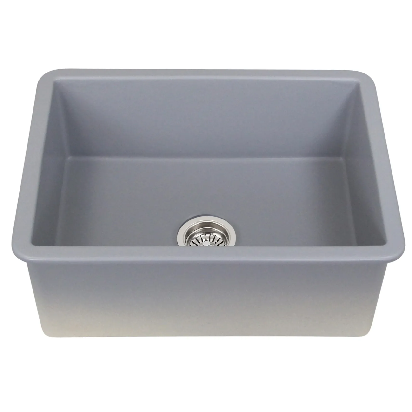 Nantucket Sinks Island 24" Dual Mount Fireclay Kitchen Sink with Accessories, Matte Grey, ISFC24GR-SB1