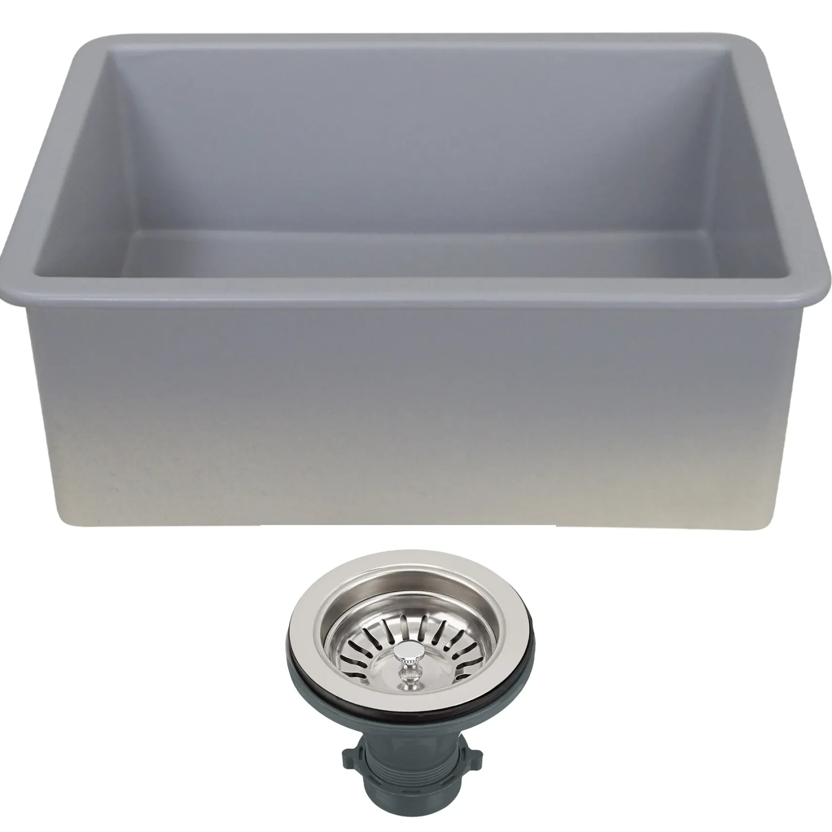 Nantucket Sinks Island 24" Dual Mount Fireclay Kitchen Sink with Accessories, Matte Grey, ISFC24GR-SB1
