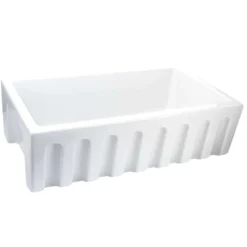 Nantucket Sinks Island 33" Fireclay Farmhouse Sink, White, ISFCW33x18SO