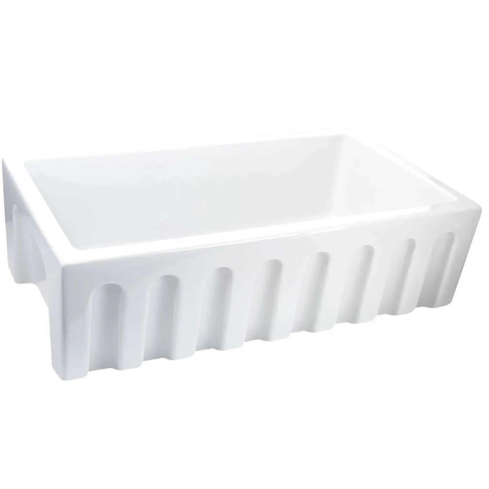 Nantucket Sinks Island 33" Fireclay Farmhouse Sink, White, ISFCW33x18SO