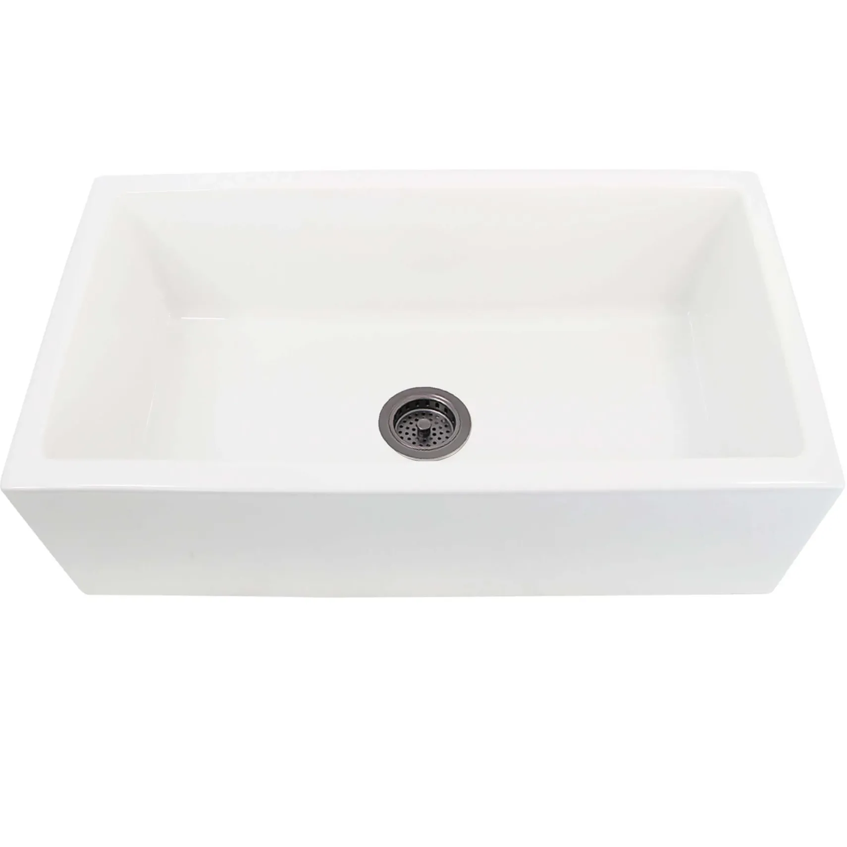 Nantucket Sinks Island 33" Fireclay Farmhouse Sink, White, ISFCW33x18SO