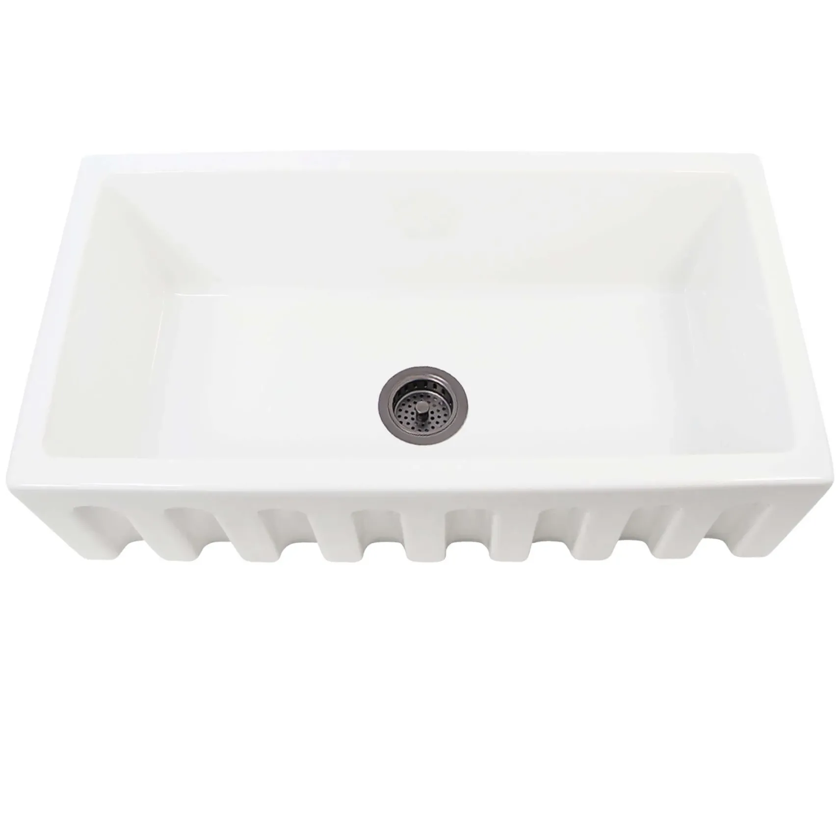 Nantucket Sinks Island 33" Fireclay Farmhouse Sink, White, ISFCW33x18SO