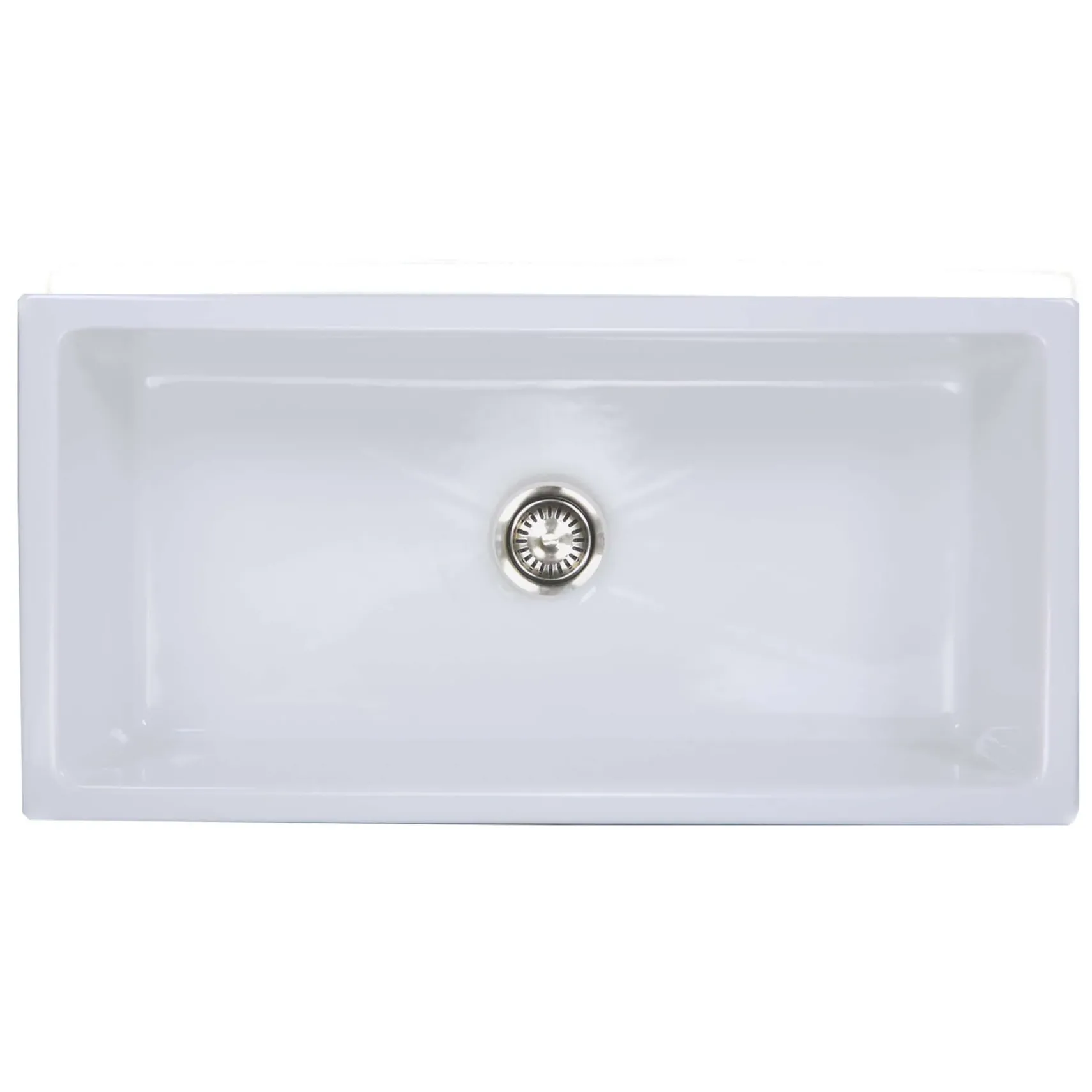 Nantucket Sinks Island 36" Fireclay Farmhouse Sink, White, ISFCW36x18SO