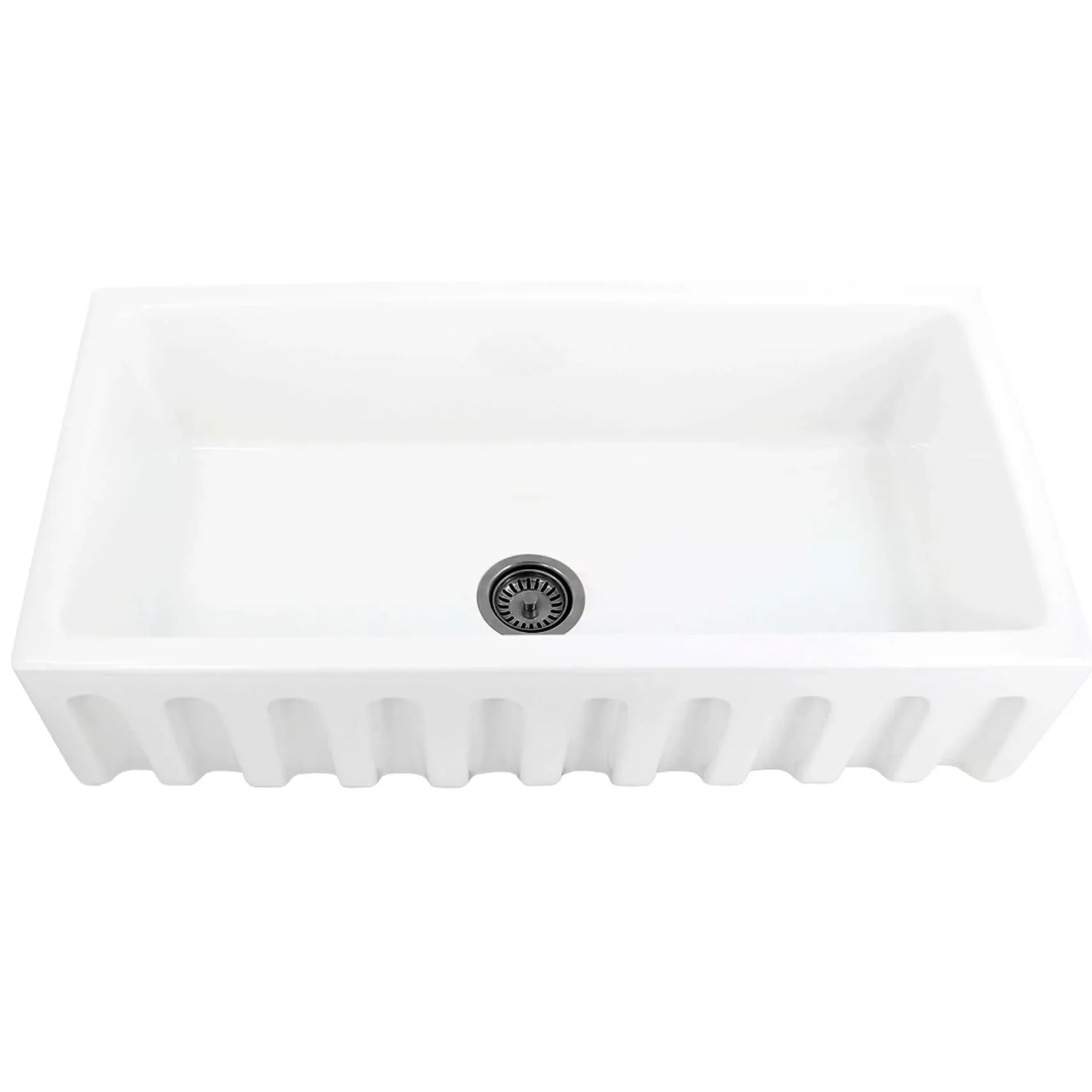 Nantucket Sinks Island 36" Fireclay Farmhouse Sink, White, ISFCW36x18SO