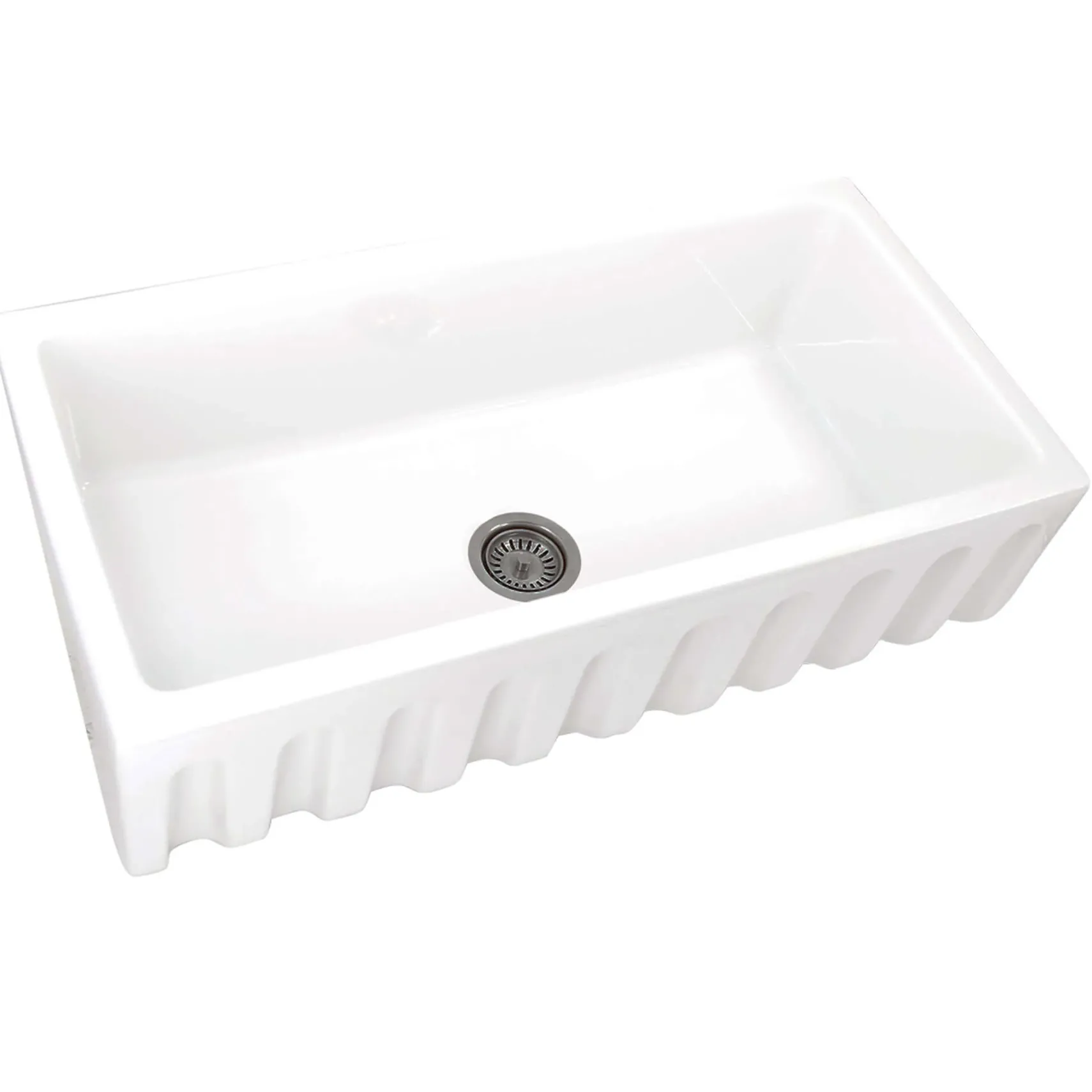 Nantucket Sinks Island 36" Fireclay Farmhouse Sink, White, ISFCW36x18SO