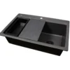 Nantucket Sinks Plymouth 33" Dual Mount Granite Composite Workstation Kitchen Sink, Black, PR3322PS-BL