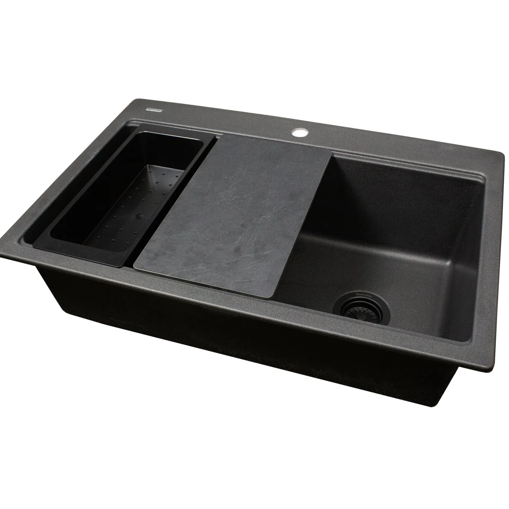 Nantucket Sinks Plymouth 33" Dual Mount Granite Composite Workstation Kitchen Sink, Black, PR3322PS-BL