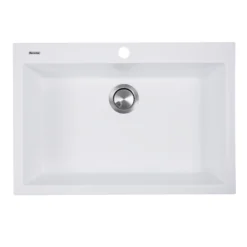 Nantucket Sinks Plymouth 27" Dual Mount Granite Composite Kitchen Sink with Accessories, White, PR2720-DM-W