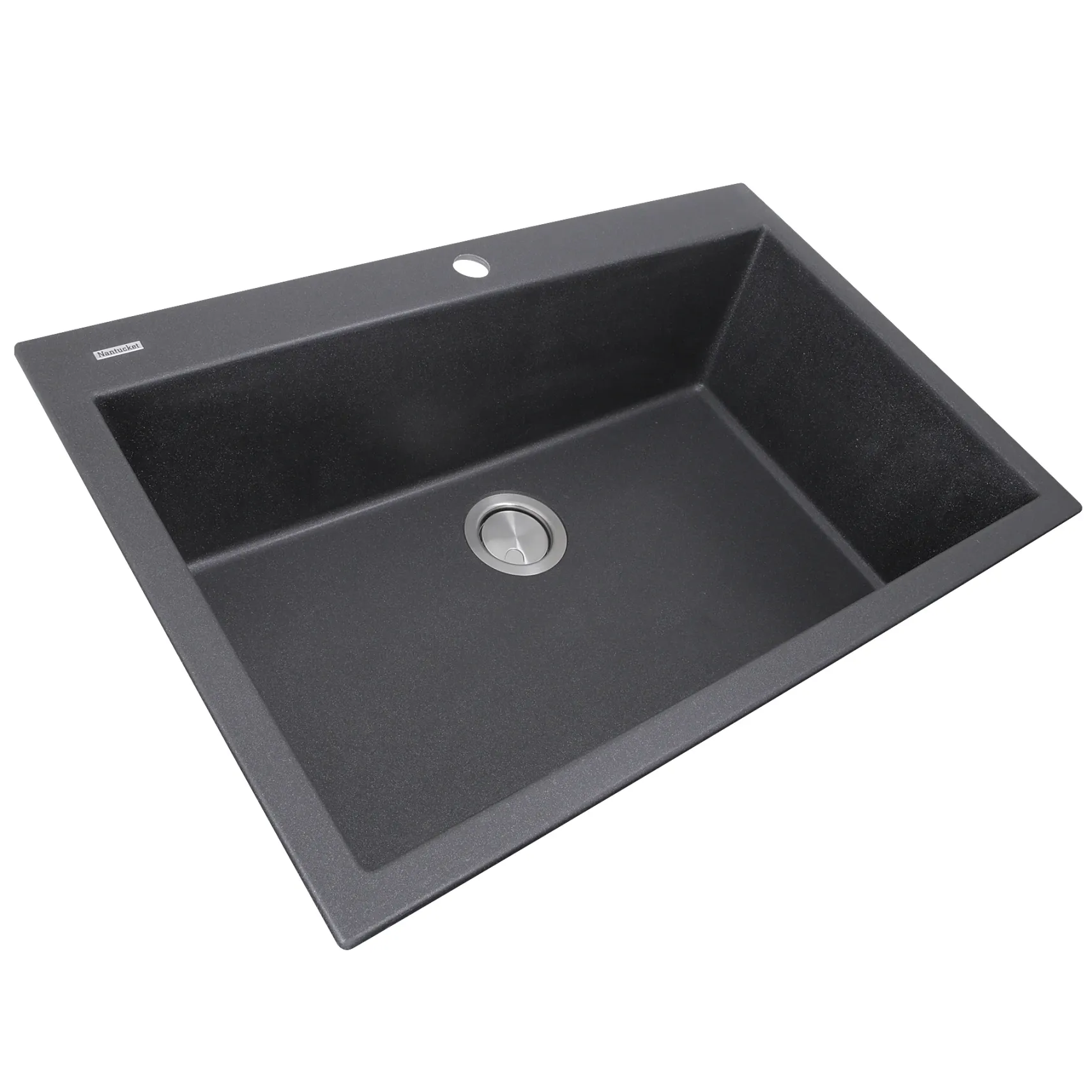 Nantucket Sinks Plymouth 33" Granite Composite Kitchen Sink, Black, PR3322-DM-BL