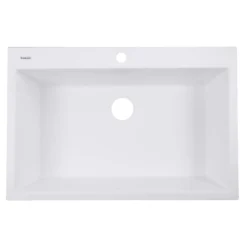 Nantucket Sinks Plymouth 33" Granite Composite Kitchen Sink, White, PR3322-DM-W