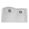Nantucket Sinks Plymouth 33" Granite Composite Kitchen Sink, 60/40 Double Bowl, White, PR6040-W-UM