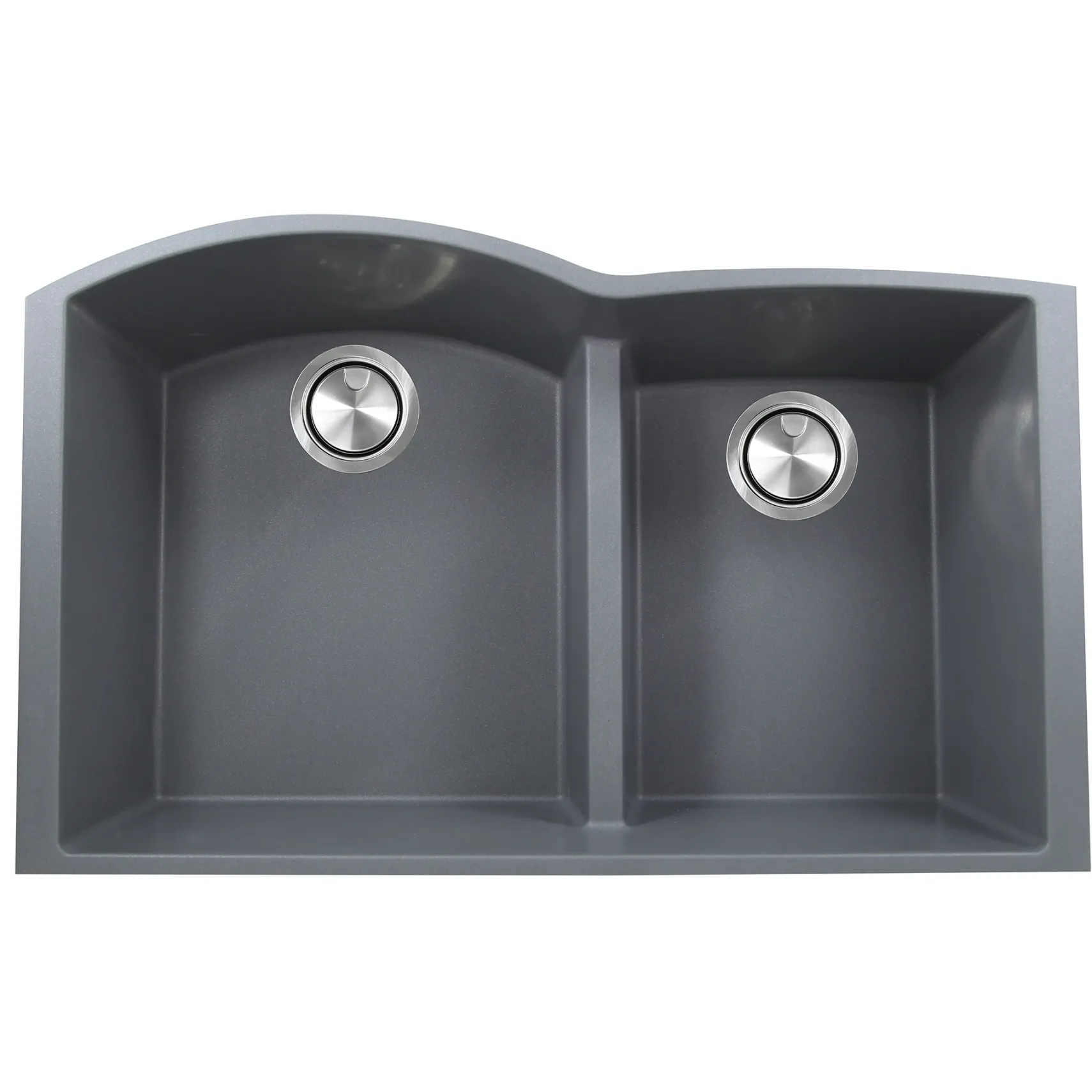 Nantucket Sinks Plymouth 33" Granite Composite Kitchen Sink, 60/40 Double Bowl, Titanium, PR6040-TI-UM