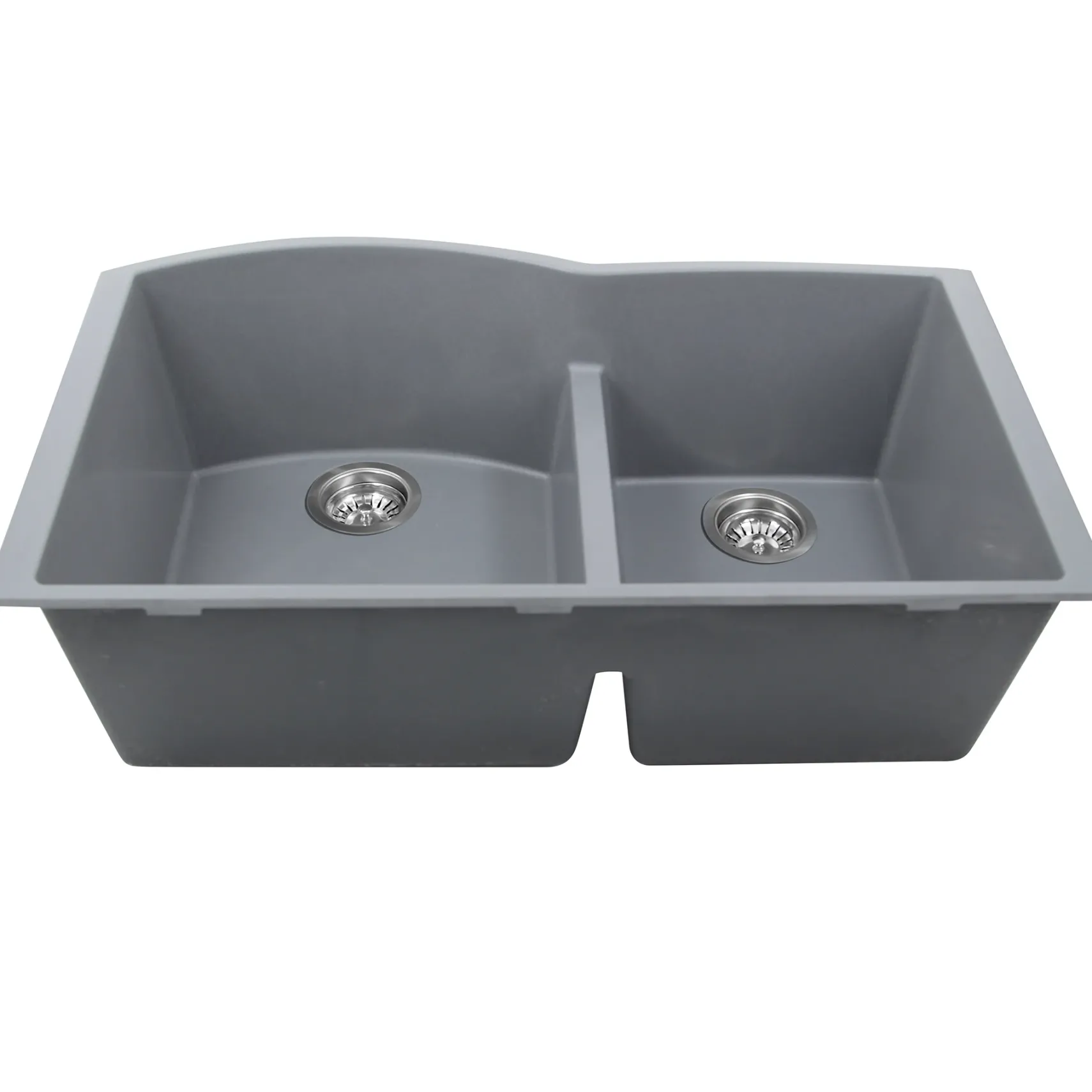 Nantucket Sinks Plymouth 33" Granite Composite Kitchen Sink, 60/40 Double Bowl, Titanium, PR6040-TI-UM