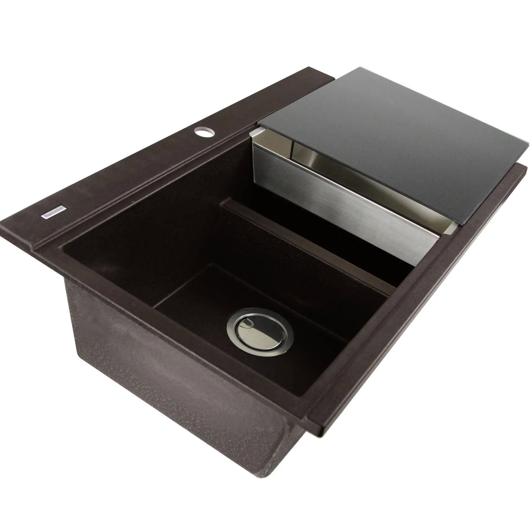 Nantucket Sinks Plymouth 34" Granite Composite Kitchen Sink, 50/50 Double Bowl, Brown, PR3420PS-BR