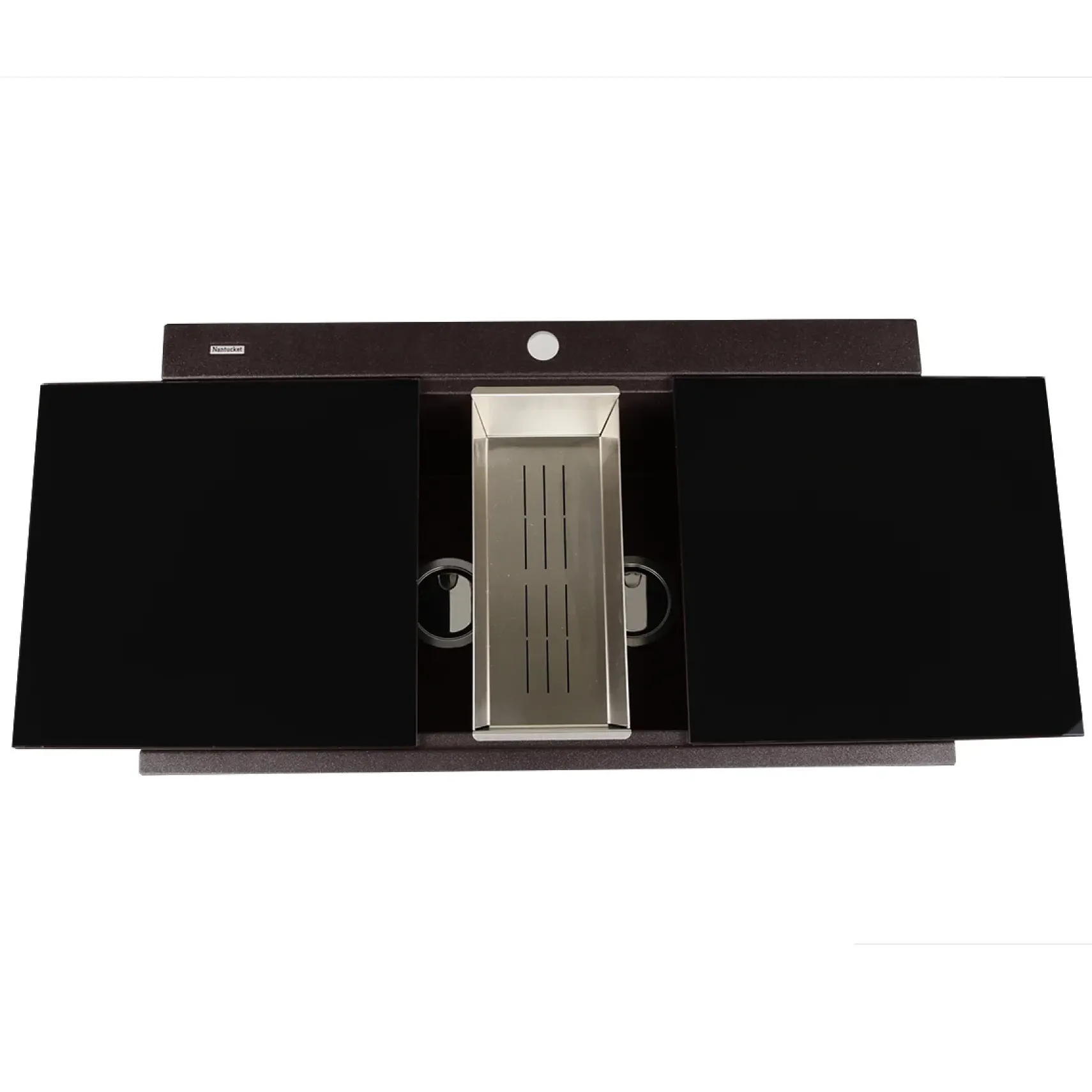 Nantucket Sinks Plymouth 34" Granite Composite Kitchen Sink, 50/50 Double Bowl, Brown, PR3420PS-BR