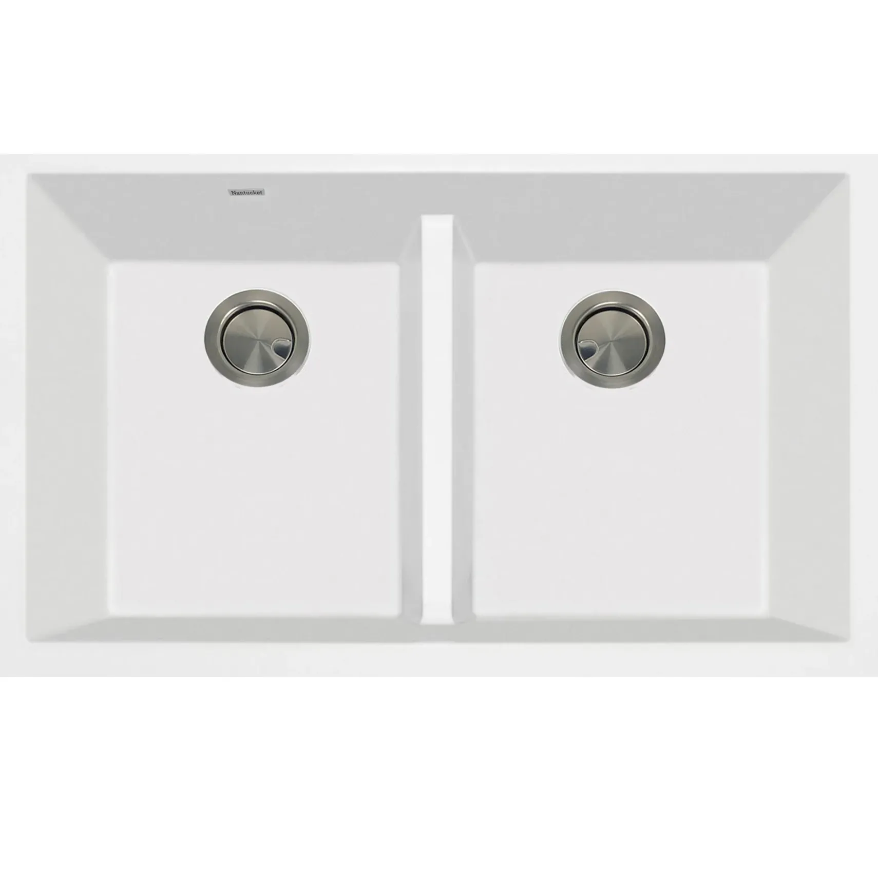 Nantucket Sinks Plymouth 33" Undermount Granite Composite Kitchen Sink, 50/50 Double Bowl, White, PR5050-LDW