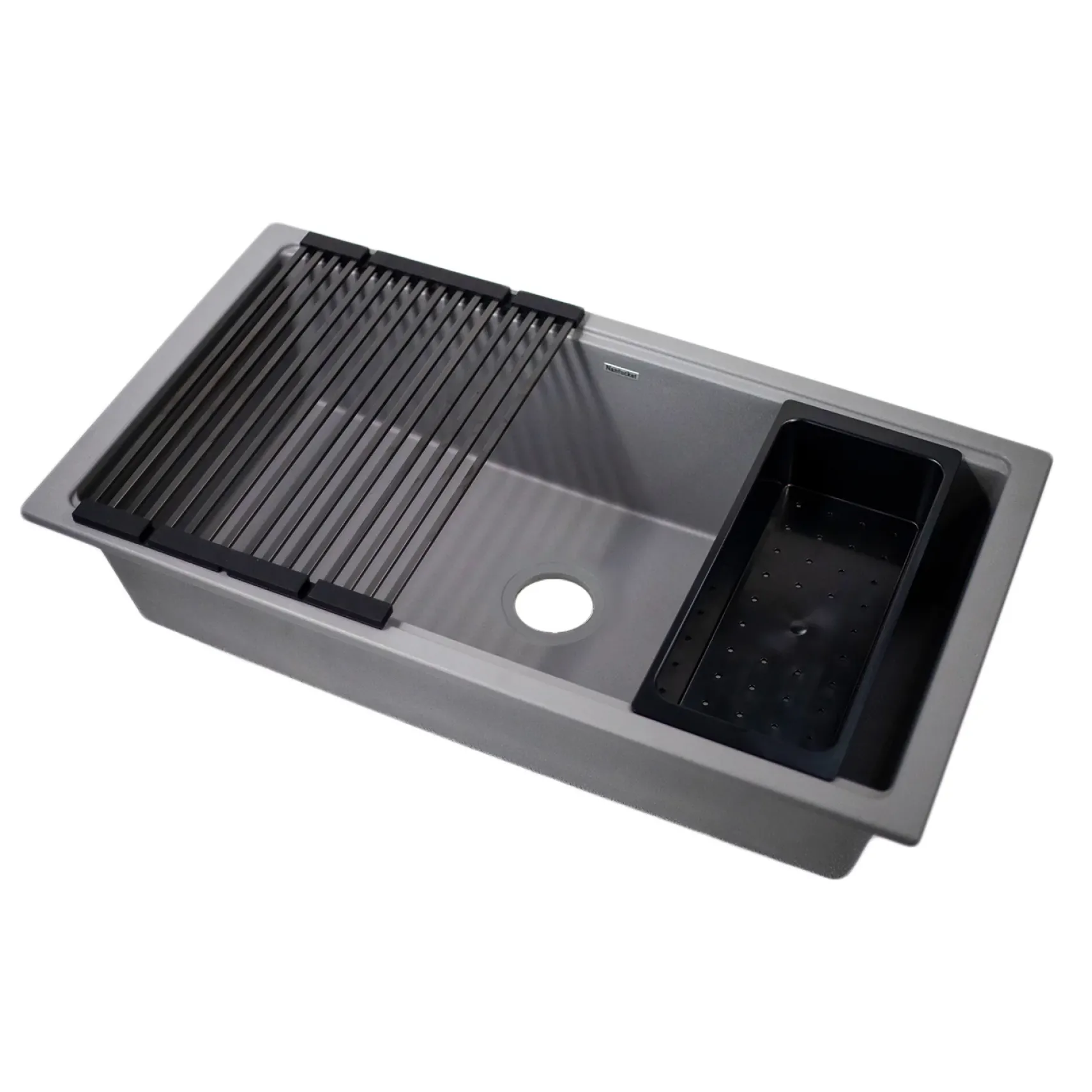 Nantucket Sinks Plymouth 34" Undermount Granite Composite Workstation Kitchen Sink with Accessories, Titanium Grey, PR3419-TI-UM