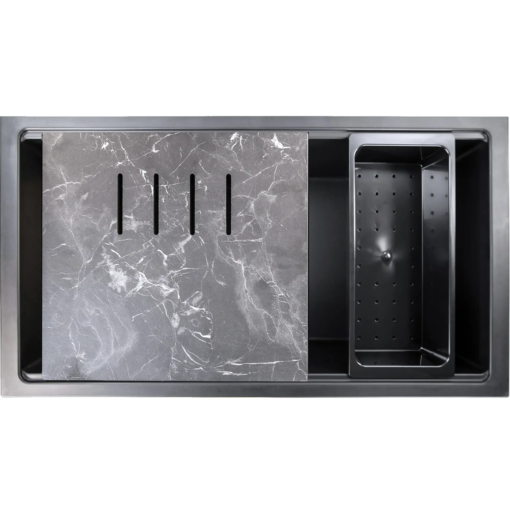 Nantucket Sinks Plymouth 34" Undermount Granite Composite Workstation Kitchen Sink with Accessories, Black, PR3419-NBL-UM