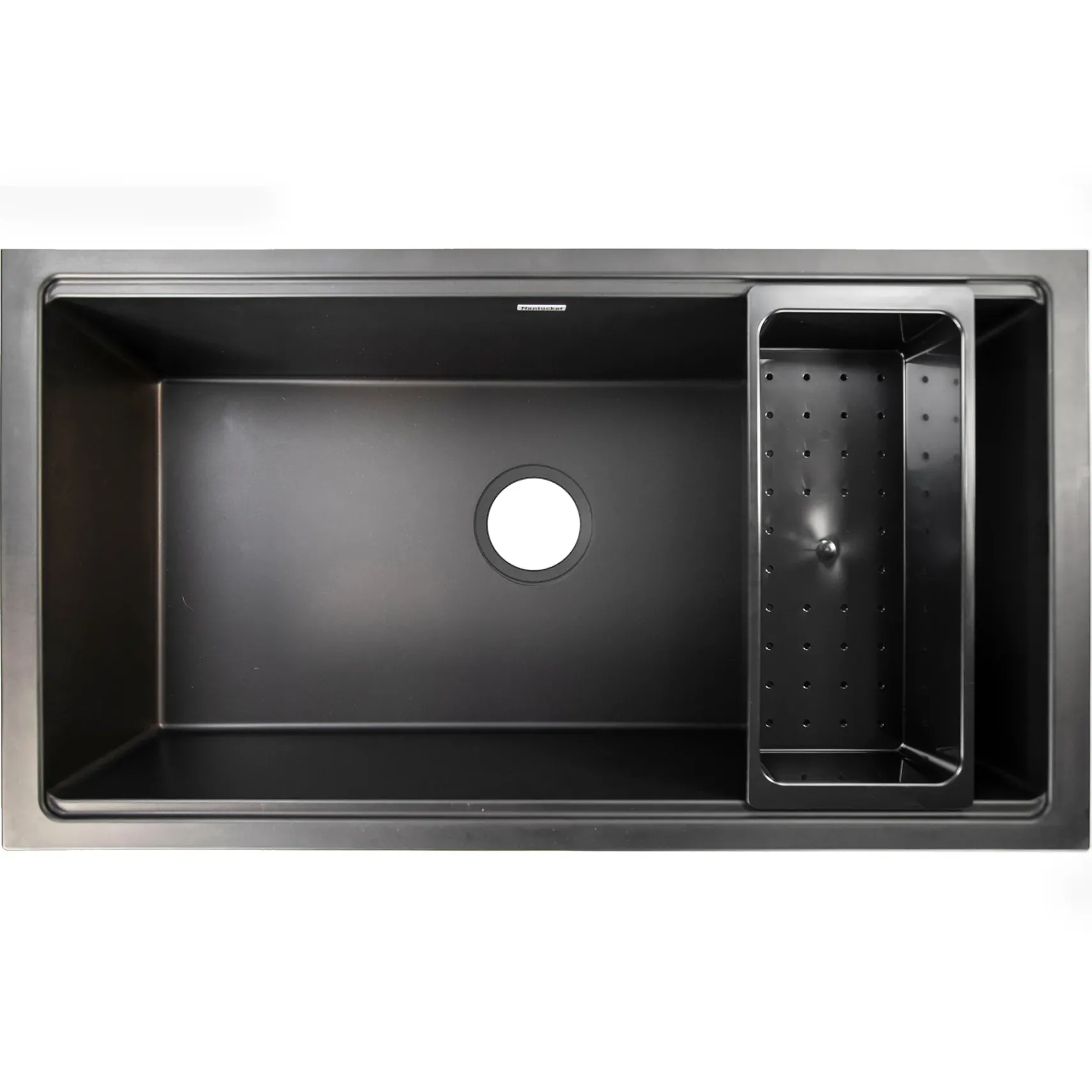 Nantucket Sinks Plymouth 34" Undermount Granite Composite Workstation Kitchen Sink with Accessories, Black, PR3419-NBL-UM
