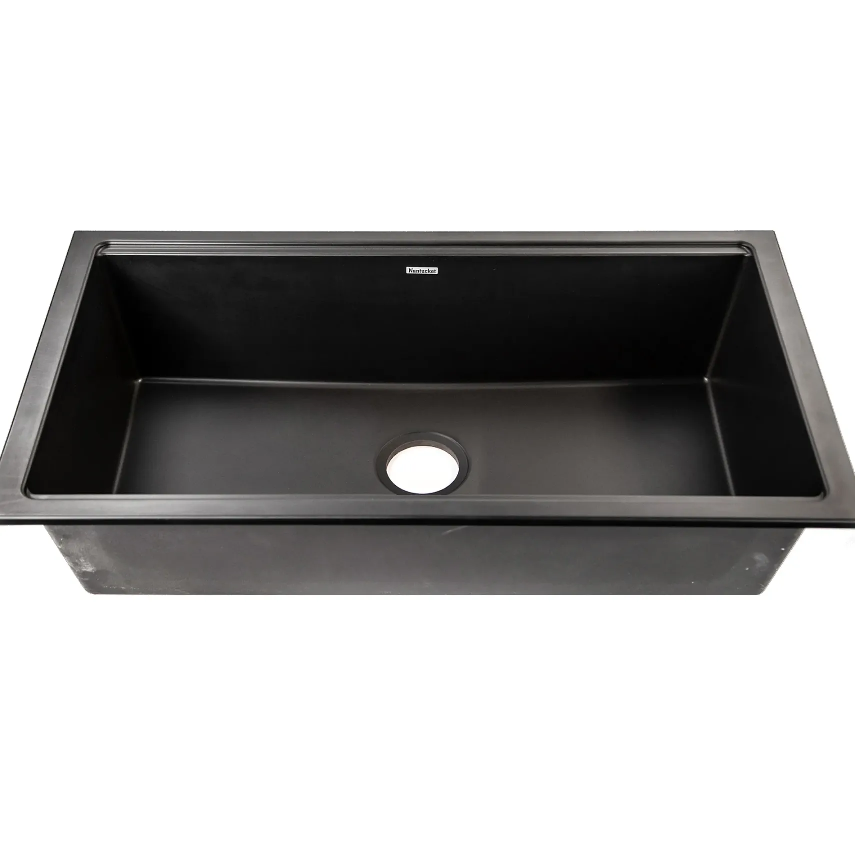 Nantucket Sinks Plymouth 34" Undermount Granite Composite Workstation Kitchen Sink with Accessories, Black, PR3419-NBL-UM