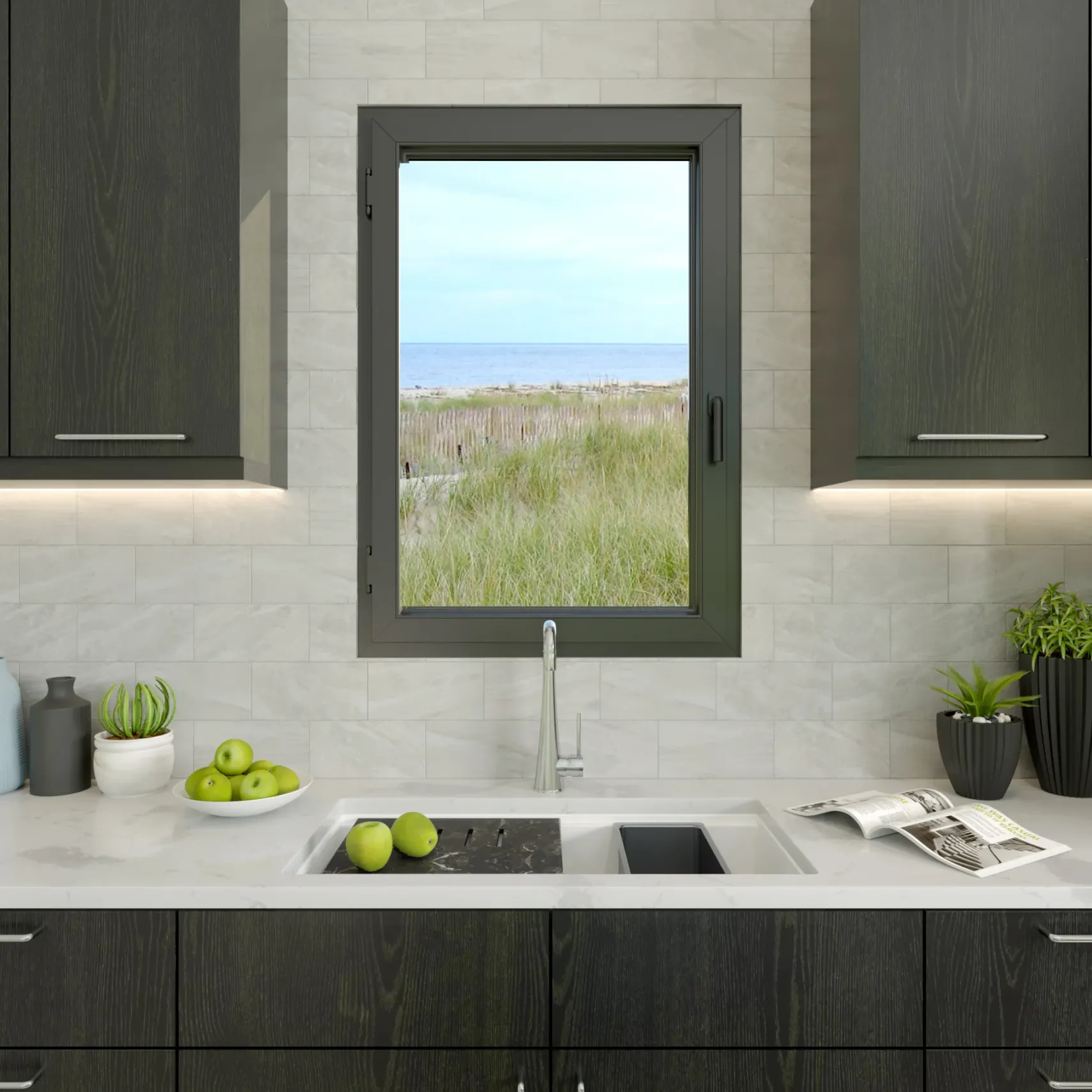 Nantucket Sinks Plymouth 34" Undermount Granite Composite Workstation Kitchen Sink with Accessories, White, PR3419-W-UM