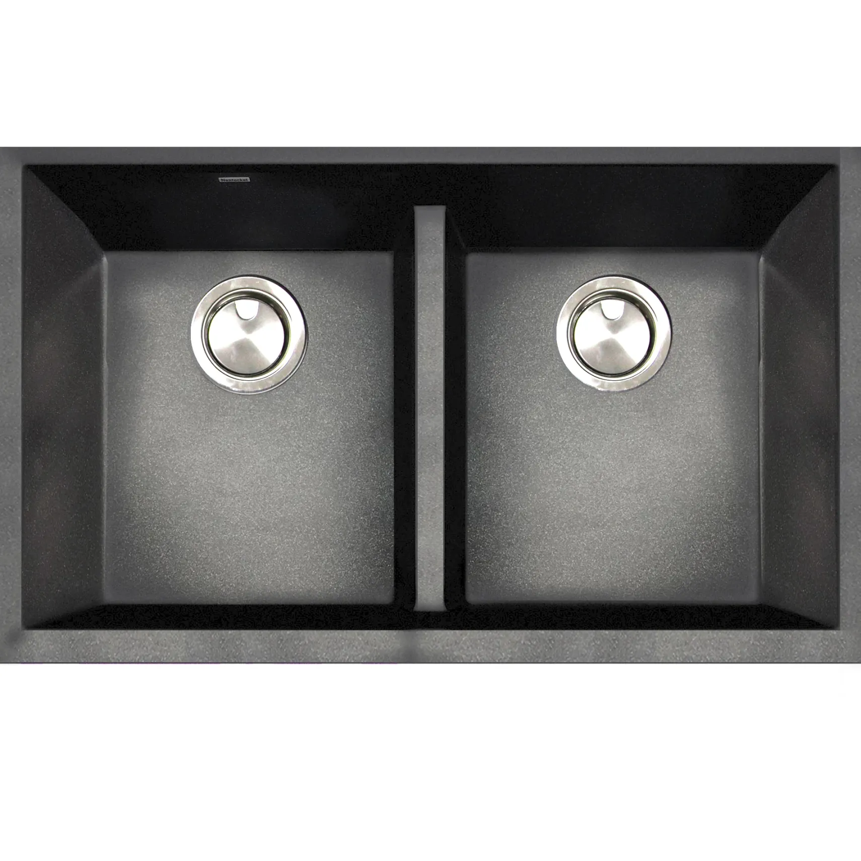 Nantucket Sinks Plymouth 33" Undermount Granite Composite Kitchen Sink, 50/50 Double Bowl, Black/metallic flecks, PR5050-LDBL