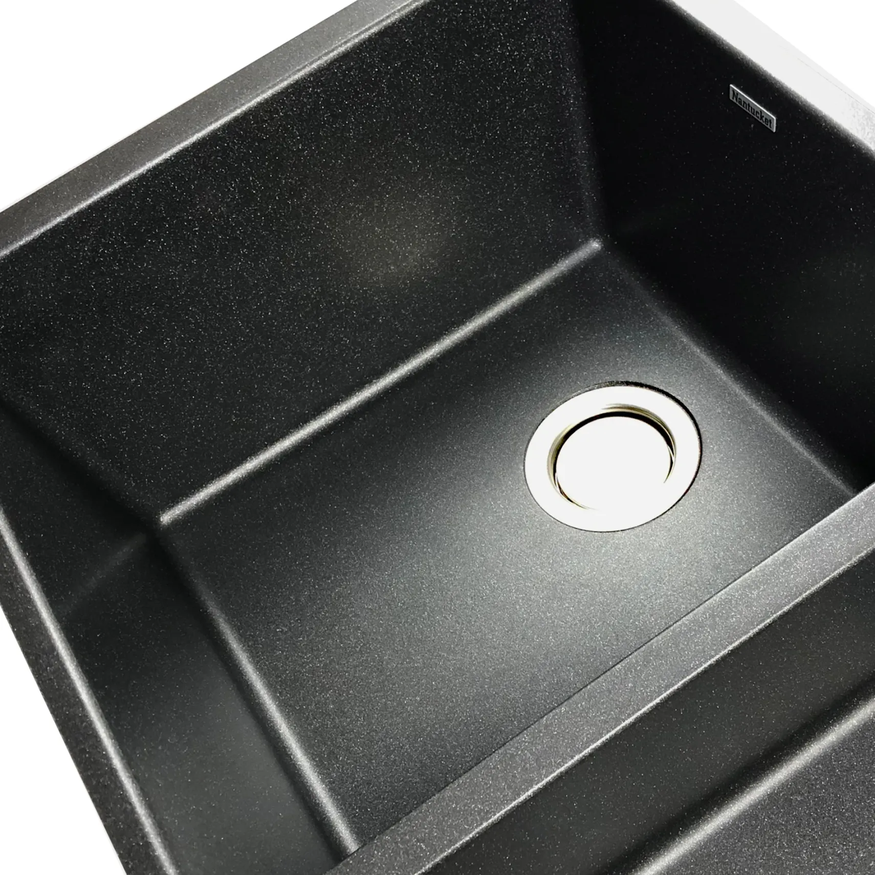 Nantucket Sinks Plymouth 33" Undermount Granite Composite Kitchen Sink, 50/50 Double Bowl, Black/metallic flecks, PR5050-LDBL