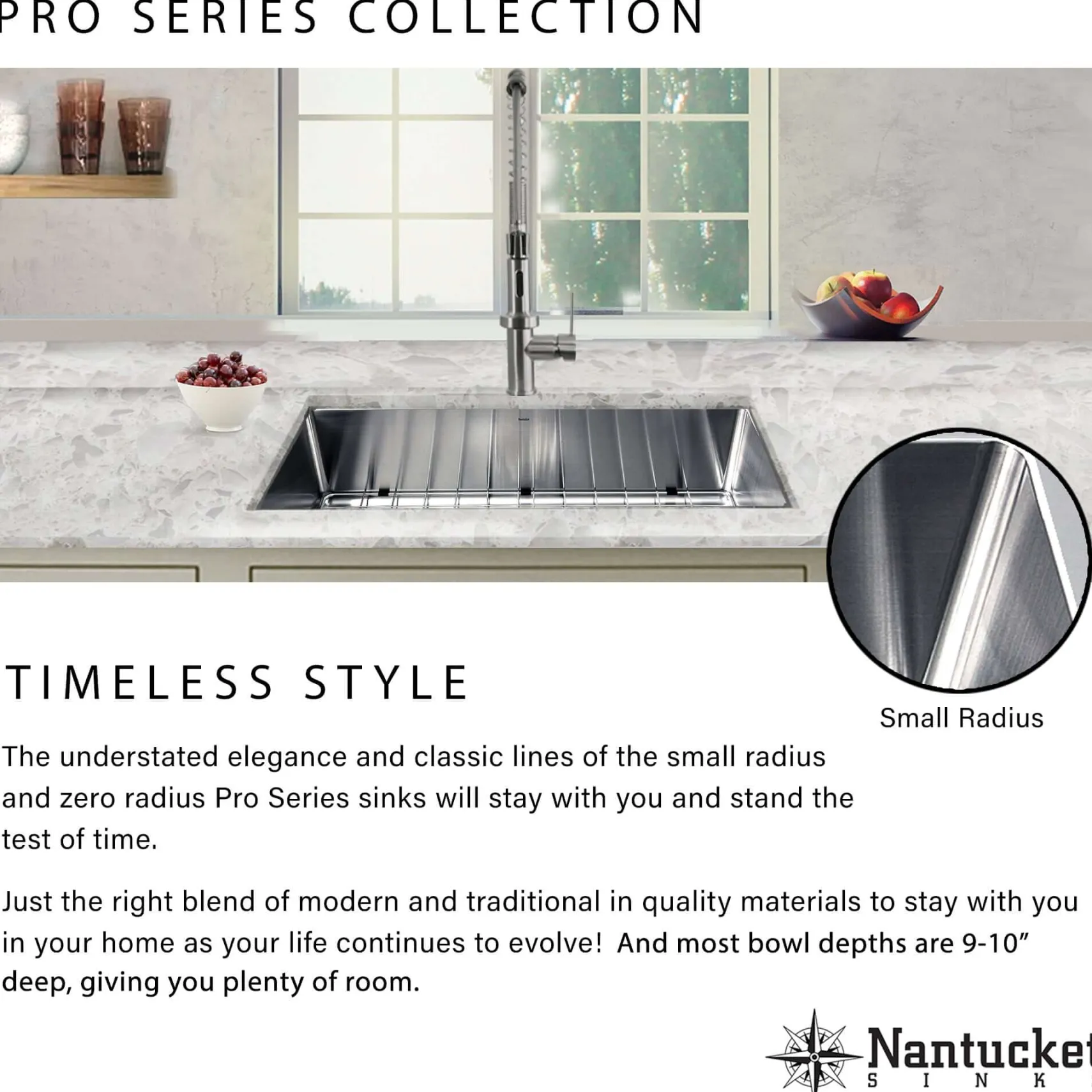 Nantucket Sinks Pro Series 28" Stainless Steel Kitchen Sink, 16 Gauge, SR2818-16