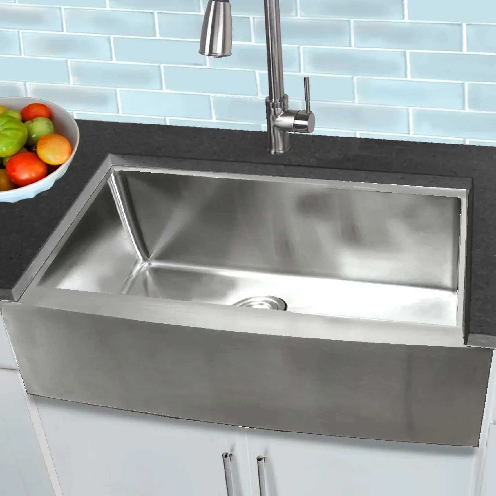 Nantucket Sinks Pro Series 30" Stainless Steel Farmhouse Sink, 16 Gauge, APRON302010-SR-16