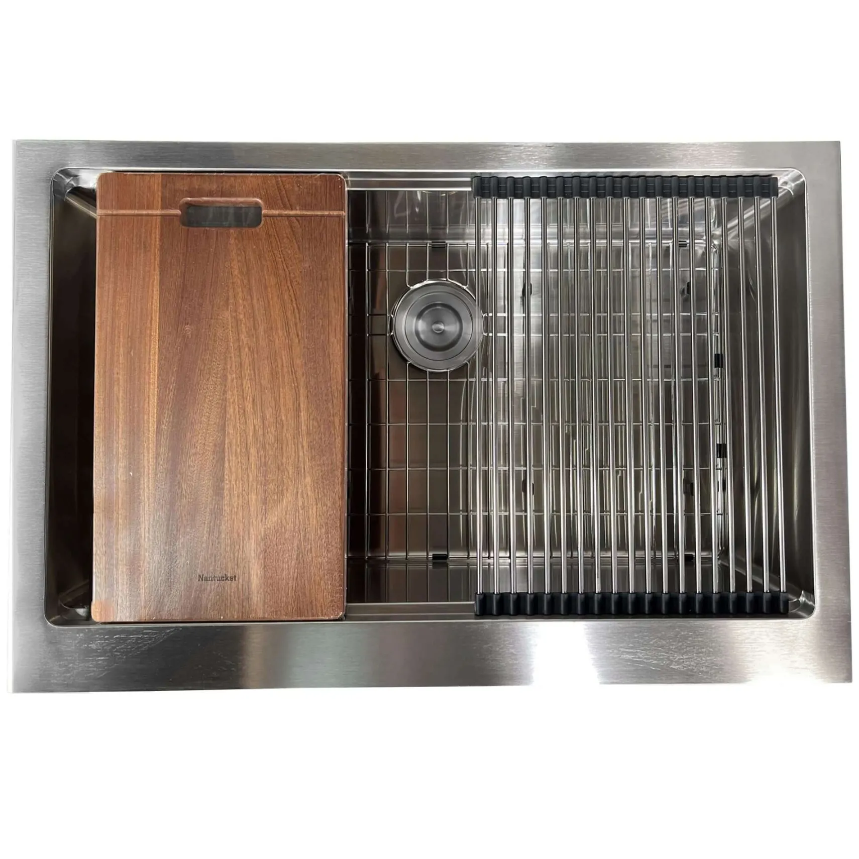 Nantucket Sinks Pro Series 33" 304 Stainless Steel Workstation Farmhouse Sink with Accessories, 16 Gauge, AP-PS-3221-16