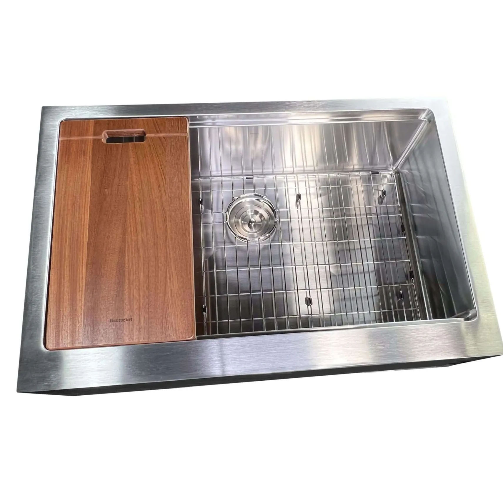 Nantucket Sinks Pro Series 33" 304 Stainless Steel Workstation Farmhouse Sink with Accessories, 16 Gauge, AP-PS-3221-16