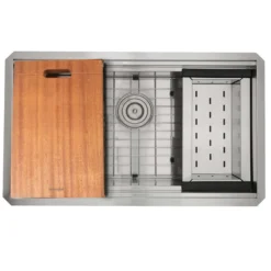 Nantucket Sinks Pro Series 30" Undermount 304 Stainless Steel Workstation Kitchen Sink with Accessories, ZR-PS-3018-16