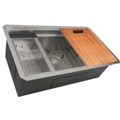 Nantucket Sinks Pro Series 30" Undermount 304 Stainless Steel Workstation Kitchen Sink with Accessories, ZR-PS-3018-16