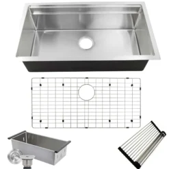 Nantucket Sinks Pro Series 36" Undermount 304 Stainless Steel Kitchen Sink with Accessories, SR-PS-3620-16