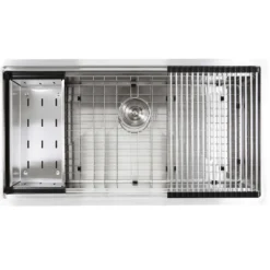 Nantucket Sinks Pro Series 36" Undermount 304 Stainless Steel Kitchen Sink with Accessories, SR-PS-3620-16