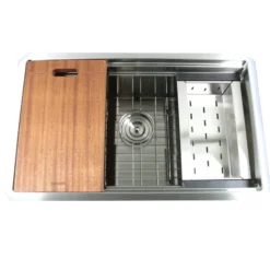 Nantucket Sinks Pro Series 28" Undermount 304 Stainless Steel Kitchen Sink with Accessories, 16 Gauge, SR-PS2-2818-16