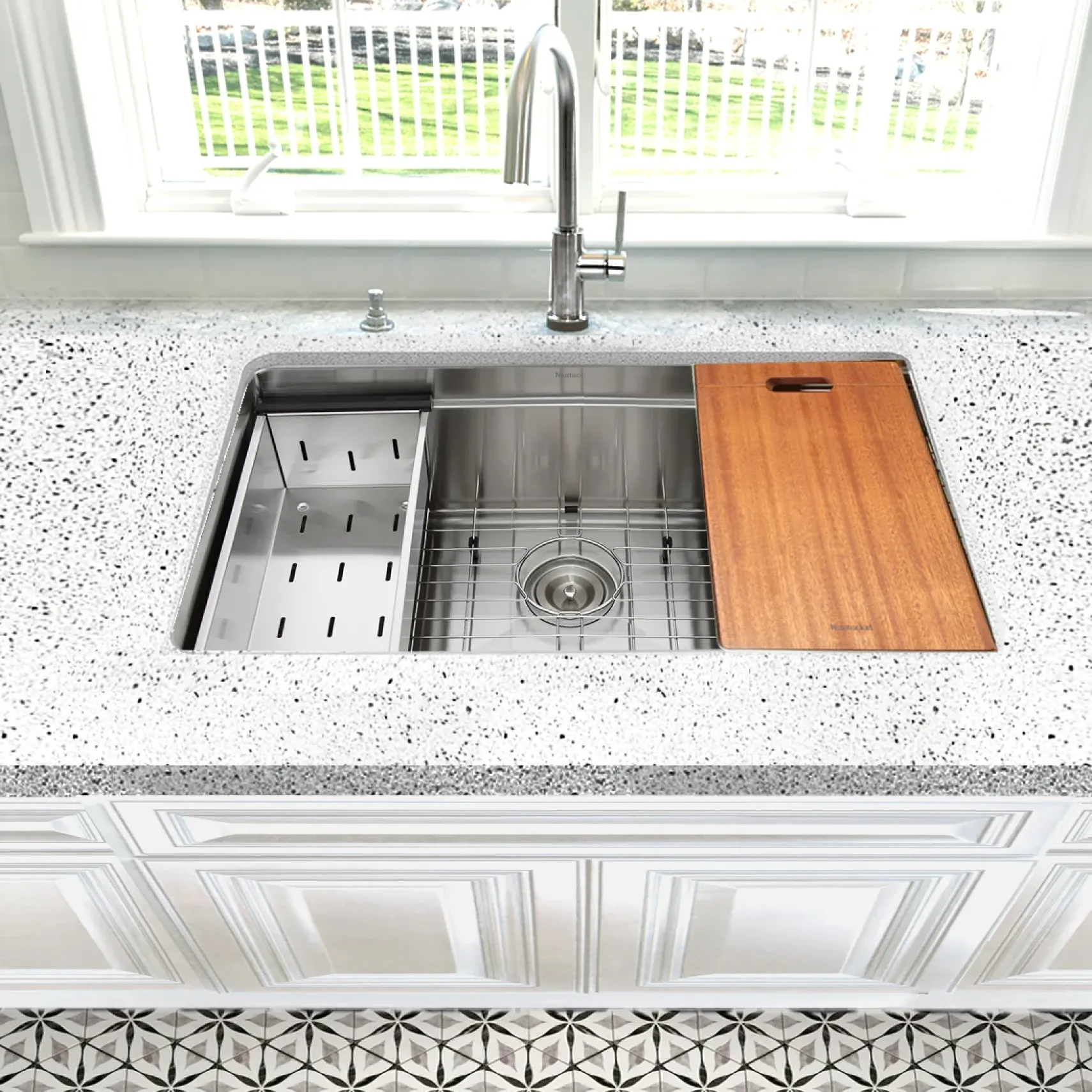 Nantucket Sinks Pro Series 28" Undermount 304 Stainless Steel Kitchen Sink with Accessories, 16 Gauge, SR-PS2-2818-16